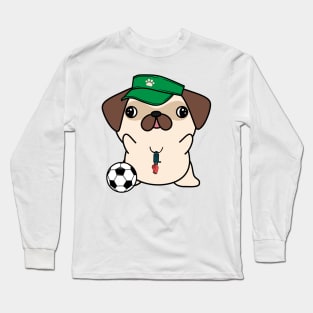 Pug Playing Soccer Long Sleeve T-Shirt